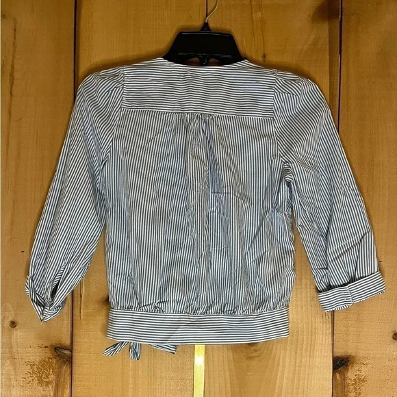 Madewell Blue Striped Wrap Top​ - Picture 3 of 4